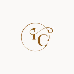 circle fows wedding logo monogram elegant style letter luxurius feeling with flow IC