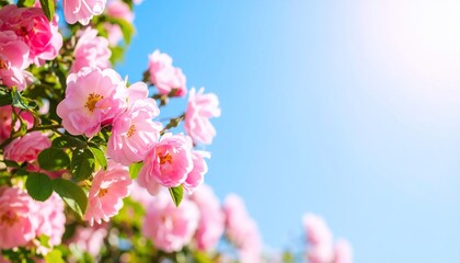 Obraz premium Pink Roses Blooming in Sunny Day