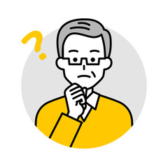 年配の男性のアイコン（考える）