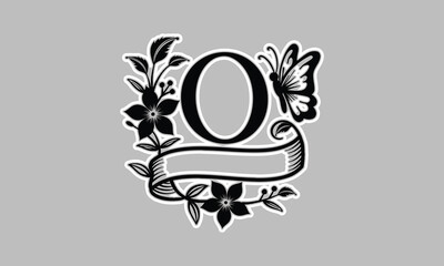 About text word typography black and white monogram design