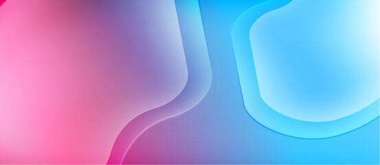 Abstract background. Soft gradients blend pink, purple, blue hues. Smooth curves create layered visual effect. Modern design.