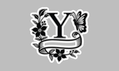 About text word typography black and white monogram design