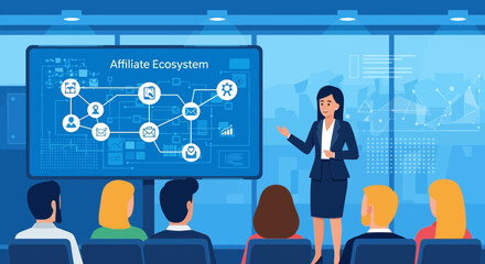 Affiliate Ecosystem Presentation in a Modern Corporate Environment Design