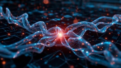 The concept of digital blockchain technology. Blockchain chains with digital networks and binary code. Smart grid connections. Blockchain technology and cybersecurity. 4k video - Powered by Adobe