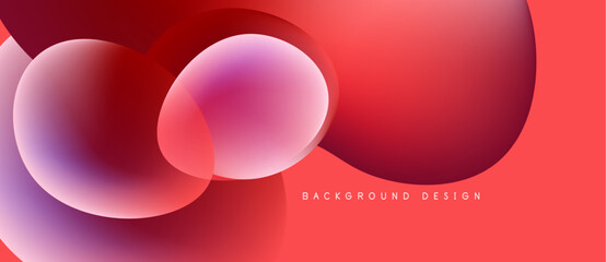 Abstract design features overlapping circles. Gradient shades of red, purple create dynamic visual effect. Modern background element.