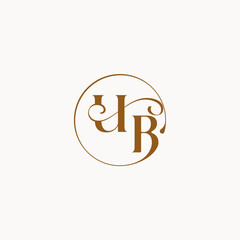 luxurius feeling with flow UB monogram elegant style letter circle fows wedding logo