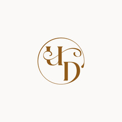 luxurius feeling with flow UD monogram elegant style letter circle fows wedding logo