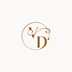 luxurius feeling with flow VD monogram elegant style letter circle fows wedding logo