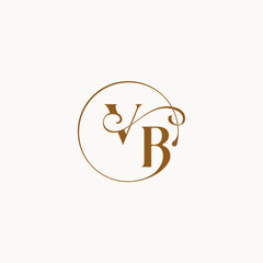Fototapeta premium luxurius feeling with flow VB monogram elegant style letter circle fows wedding logo