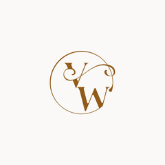 luxurius feeling with flow VW monogram elegant style letter circle fows wedding logo