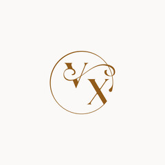 luxurius feeling with flow VX monogram elegant style letter circle fows wedding logo