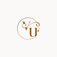 luxurius feeling with flow VU monogram elegant style letter circle fows wedding logo