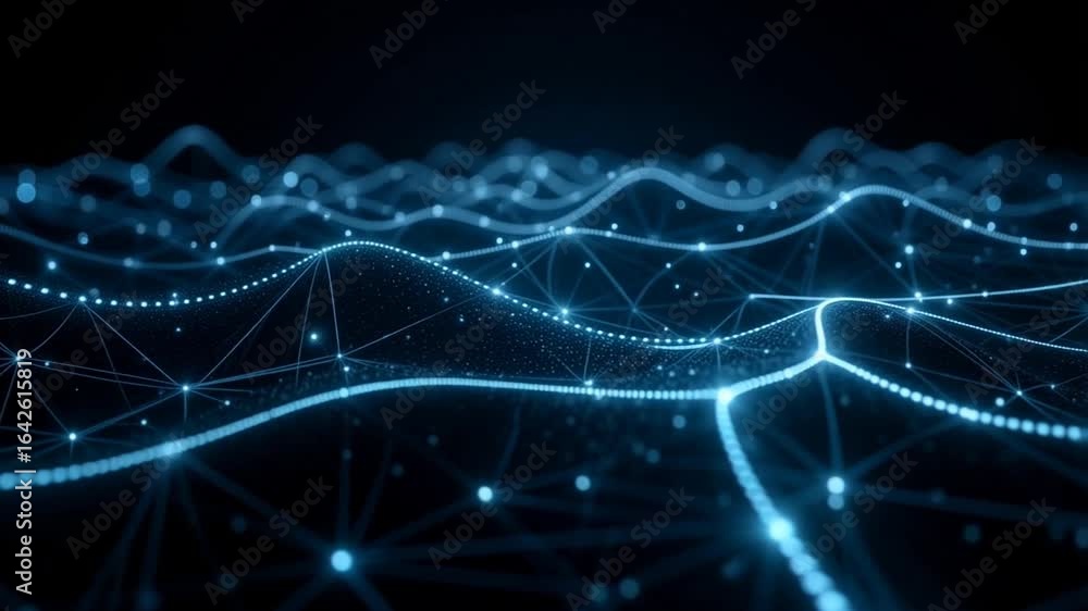 Poster dynamic blue network animation with glowing connections for high tech backgrounds