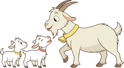 Goat and baby goat vector design in white background, Goat icon design, Goat vector design