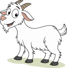 Goat standing on grass vector design, Goat icon design, Goat vector design in white background
