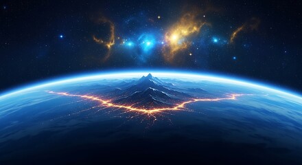 Obraz premium Earth from space with glowing cities and nebulae