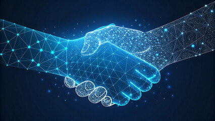Digital handshake of innovation: Partnership and future technology concept