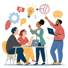 Amazing Create Bold Stroke Team Discussing Professional Quality Premium Energetic Lively Composition Suitable for Corporate Communications Digital Marketing Content Creation Creative Asset