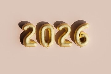  Floating 2026 Gold Numbers on Neutral Surface