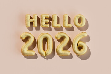  Hello 2026 in Bold Gold Lettering