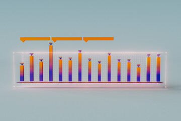  Colorful 3D Bar Chart with Grid Background