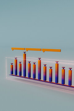  Orange and Blue 3D Bar Chart on Grid