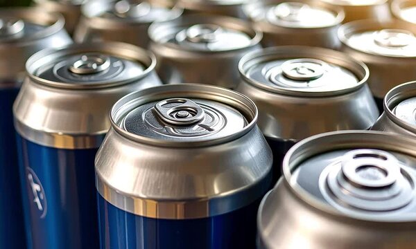 Closeup of beverage cans