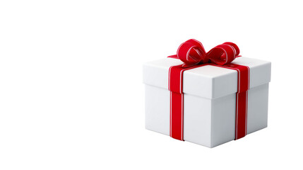 Obraz premium White Gift Box Tied with Red Ribbon