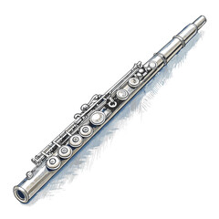 Fototapeta premium Gorgeous Create Bold Stroke Silver Flute with Detailed Premium Collection Masterpiece Calm Tranquil Harmony Ideal for Editorial Content Creation Corporate Communication Asset Premium Creative Asset