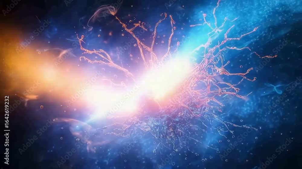 Poster glowing bright light and dynamic splash with vibrant blue energy beams creating powerful and energet