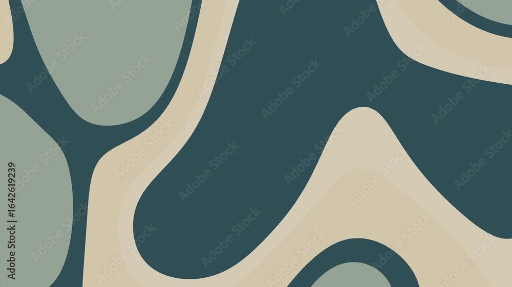 Poster abstract shapes in beige, teal, and gray create a seamless pattern. organic forms and muted tones ev