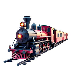 Fototapeta premium Vintage steam train locomotive on tracks.