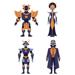 set illustration vector graphic of humanoid opera robots