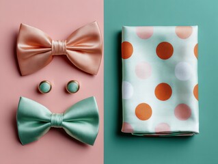 National Underwear Day Luxury Bow Tie and Cufflinks Set with Pocket Square for Summer Weddings and Fathers Day Event Marketing