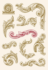 Vintage Baroque Victorian frame border flower pattern vector floral engraved scroll ornament leaf retro decorative design tattoo black and white filigree calligraphic heraldic shield swirl