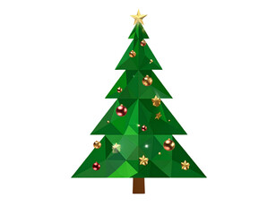 Fototapeta premium Modern Geometric Christmas Tree with Festive Ornaments