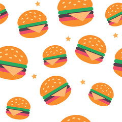 Burger Lunch School seamless pattern background for packaging and decoration