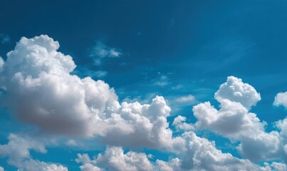 Premium Vibrant Blue Sky with Fluffy White Clouds Modern Minimalist Outdoor Background for Marketing, Social Media, and Creative Content Campaigns