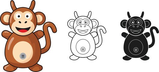 Cartoon monkey illustration vector design graphic template