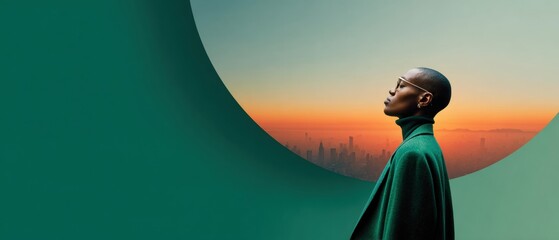 National Live Fearless Day Bold Silhouette at Sunset with Cityscape Skyline Premium Autumn Motivational Branding for Millennial Marketing Campaigns