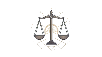 scales of justice simple monochrome geometric on white background