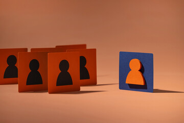 A visual metaphor of leadership, where an individual stands out