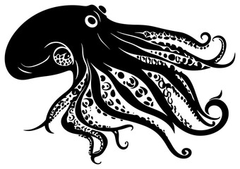 Squid seafood animals silhouette