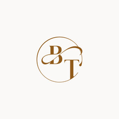 monogram elegant style luxurius feeling with flow BT circle fows wedding logo letter