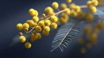 Authentic Wattle Day Mimosa Branch Premium Botanical Detailing with Seasonal Autumn Vibes and Fathers Day Inspiration for Millennial Marketing Campaigns