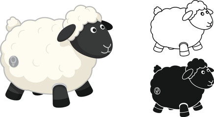 Cartoon sheep vector illustration cute farm animal design art