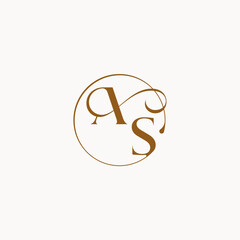 monogram elegant style luxurius feeling with flow AS circle fows wedding logo letter