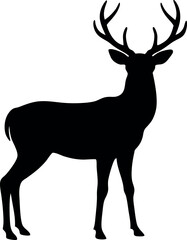 Obraz premium Deer standing with antlers facing forward silhouette vector