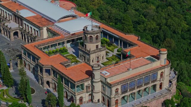 Chapultepec Castle Drone Aerial View Over Bosque de Chapultepec