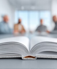 Professional Modern Business Meeting with Open Book Focus Premium Corporate Knowledge Sharing for Workplace Collaboration and Editorial Use